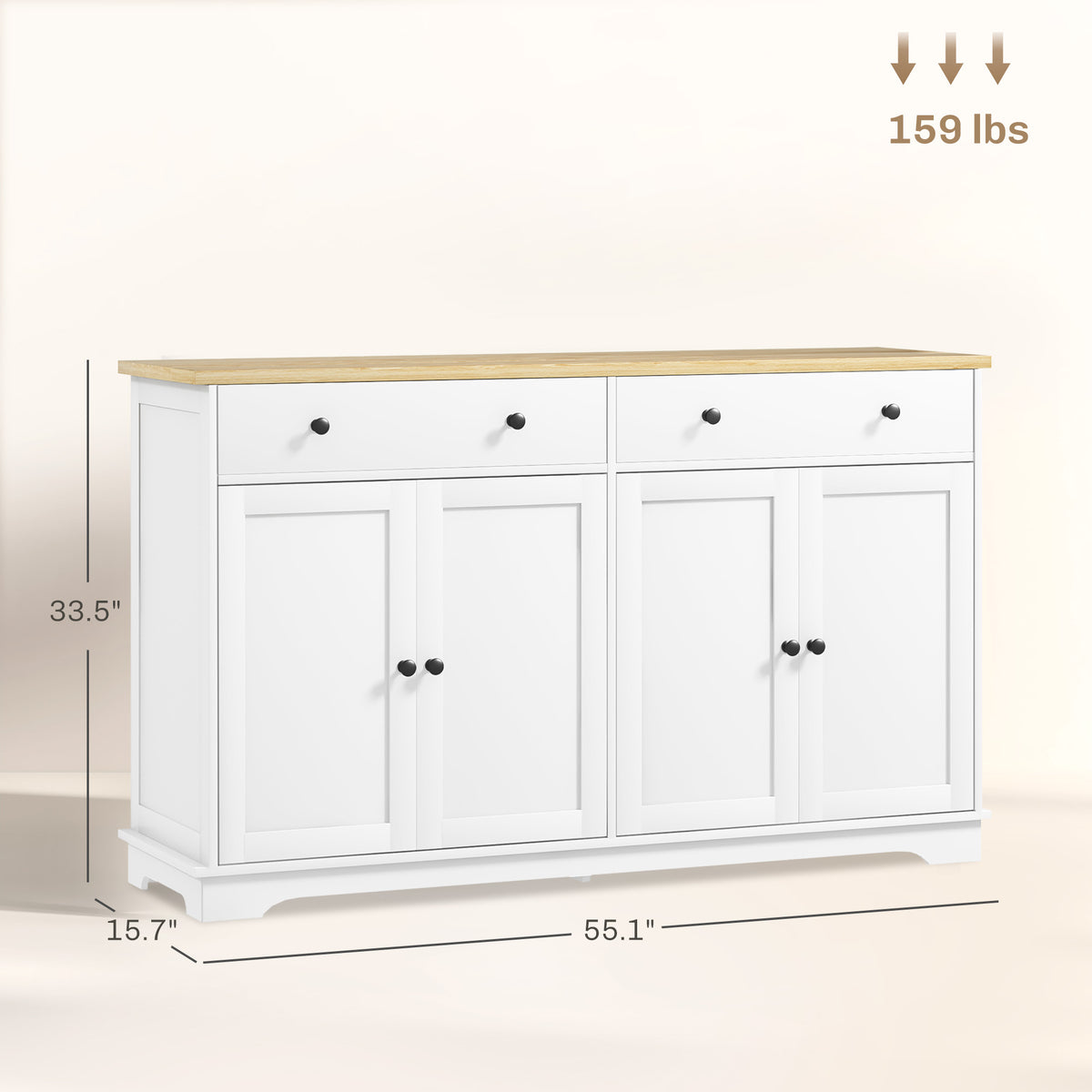 Modern Sideboard, Buffet Cabinet with Storage Drawers, White