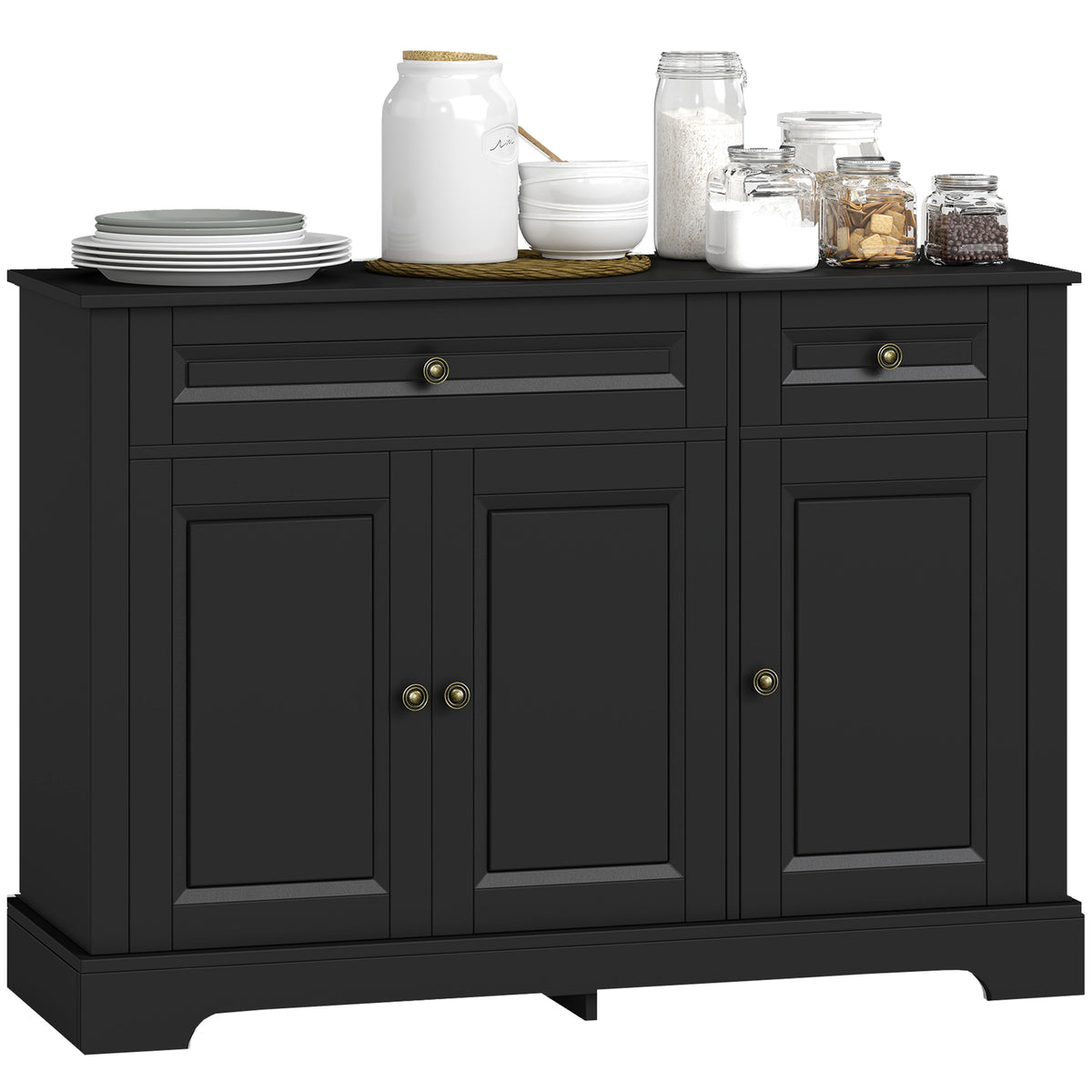 Sideboard Buffet Cabinet, Modern Accent Cabinet with 2 Drawers and Adjustable Shelves, Entryway Cabinet, Black