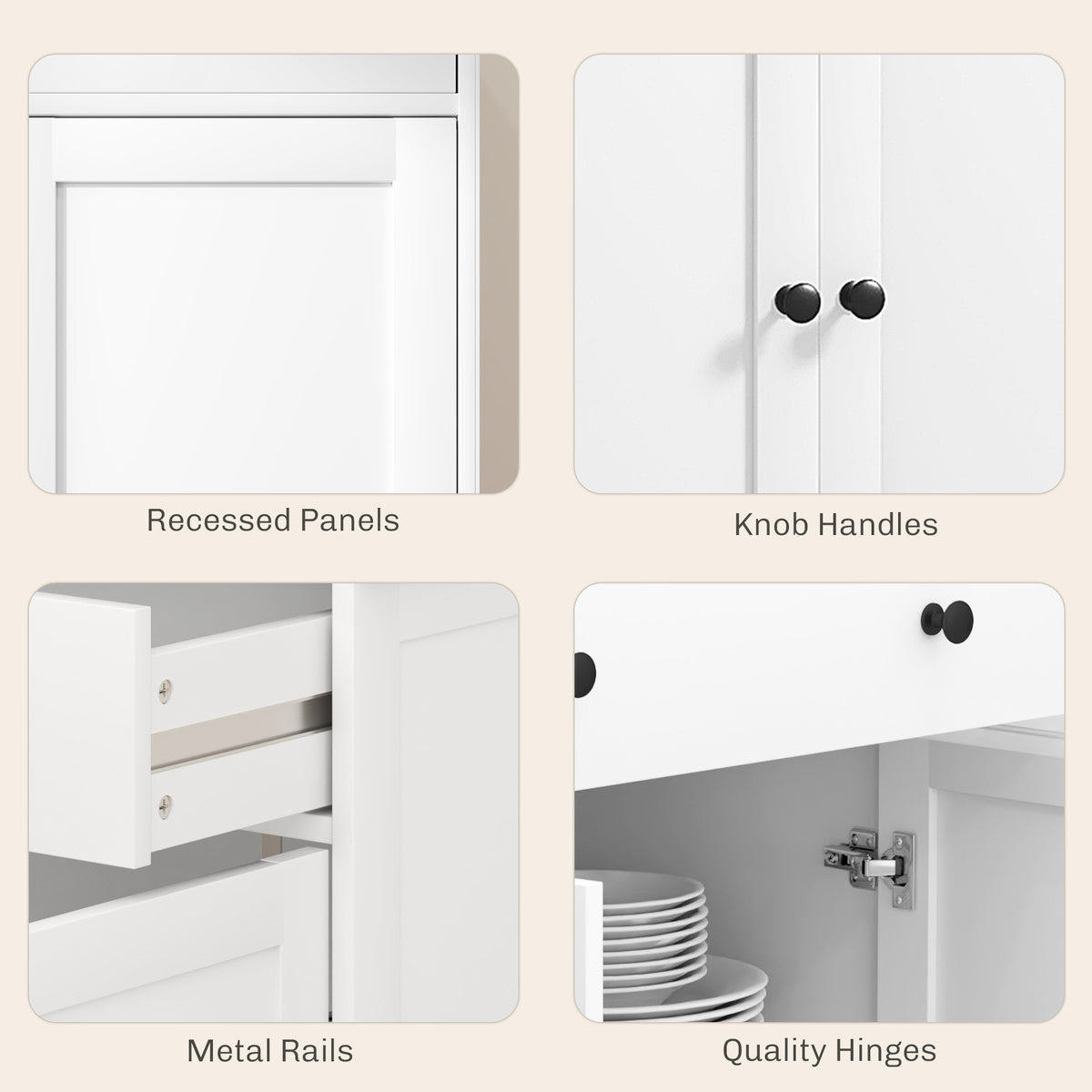 Modern Sideboard, Buffet Cabinet with Storage Drawers, White
